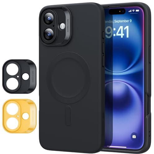 ESR for iPhone 16 Plus Case with MagSafe, Supports Magnetic Charging, Smooth & Slim Silicone Case, Full Screen and Camera Protection, Anti-Scratch, Soft Microfiber Lining, Cloud Series, Black