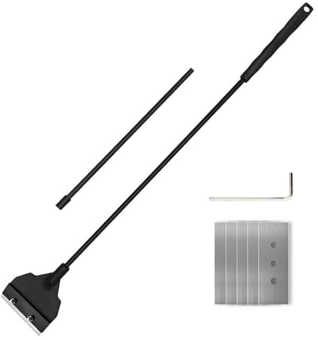 Gelishan Long Ergonomic Handle Steel Algae Scrapers 65cm Fish Tank Cleaner Maintenance Scraper Right Angle Aquarium Gravel with 5 Replacement Blades for Fish Tank