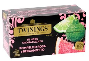 Twinings, Tè Nero Aromatizzato Pompelmo Rosa e Bergamotto, Gusto Fresco e Agrumato, Infusi e Tisane, 1 Confezione da 25 Filtri