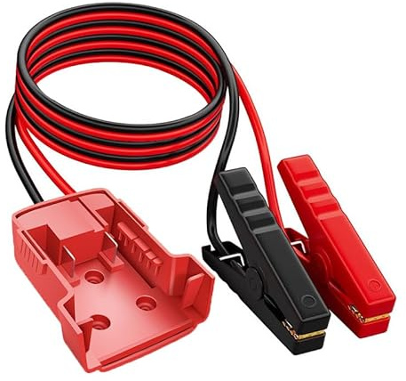 Câbles de démarrage avec adaptateur pour Milwaukee M18, fil en silicone de 0,6 m 8 AWG, démarreur de batterie 18 V pour voitures de taille moyenne, camions légers, démarrage de voiture à l'aide d'un