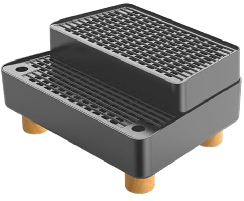 MagiDeal Rampe pour Bac à Litière, Rampe de Litière pour Chat, Double Piège à Litière, Fonction de Filtration, Marchepied Chat, Lavable et détachable, pour Petits Chats d'intérieur, Gris Foncé