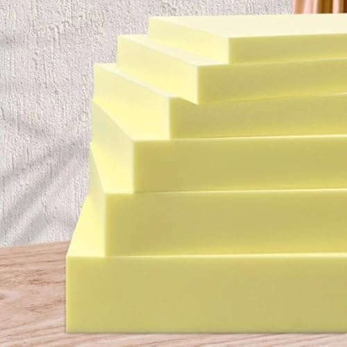 Gommapiuma per Imbottitura Misure Personalizzabili, Schiuma in Poliuretano 35 kg/m3, Comodo e Durevole, Gomma Piuma per Divani Sedie Poltrone Pallet Letto, Tagliabile (Giallo,Spessore-5cm-55x55cm)