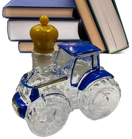 Caraffa per liquore per trattore in – Bottiglia vuota da 750 ml con forma di trattore artistico, senza piombo di alta qualità, costruzione, beccuccio facile | Articolo nuovo