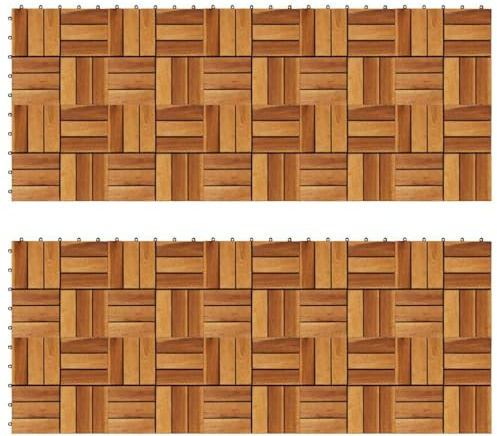 Mokuyary Terrassenfliesen 20 Stk. 30x30 cm Akazienholz Terrassenfliesen, Bodenbelag Balkonfliesen Balkonboden für Garten Terrasse Balkon