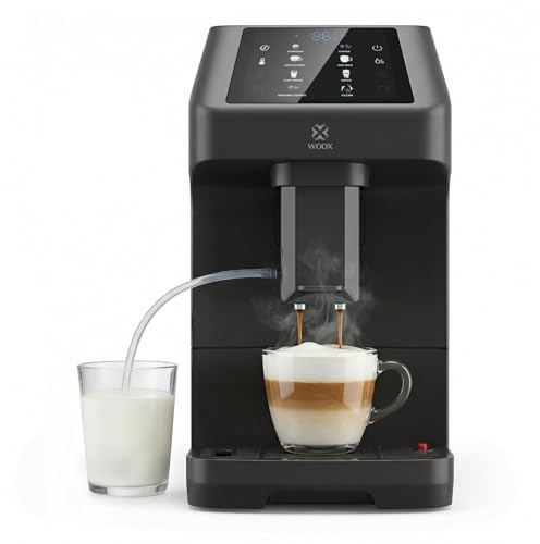 Woox Cafetera Superautomática de 20 Bares – Máquina de Café con Molinillo y Espumador de Leche, Tanque 1,5L, One-Touch, Autolimpieza, Cafetera Profesional para Hogar y Oficina