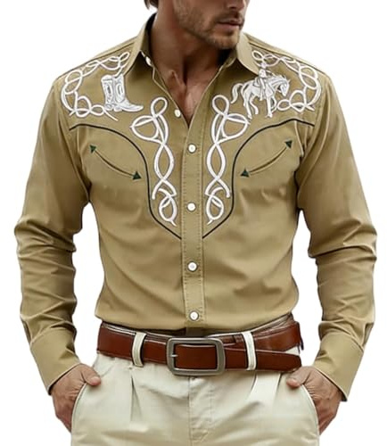 Cowboyskjorta, herr, västerländska skjortor, cowboy, kostym, , klassisk fritidsskjorta, män, västerländska skjortor, cowboy-skjorta, snap, broderi, skjortor för Köln, karneval