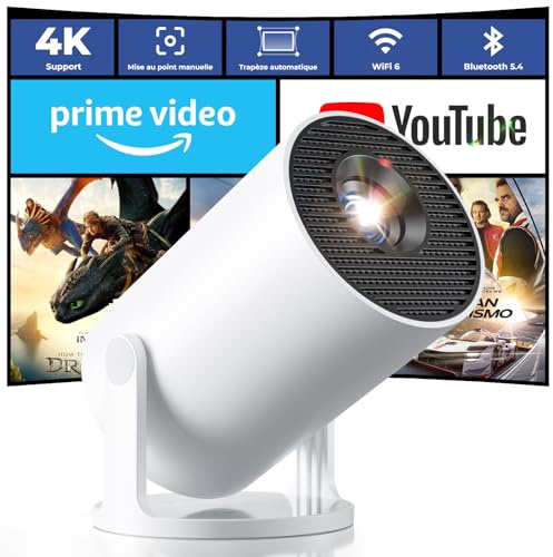 Proyector Portátil 4K Soporte, Apps Integradas & Auto Keystone, 2026 Mini Proyector 20000 Lúmenes con Android 14 WiFi 6 Bluetooth 5.4 Rotación 180° Compatible con HDMI/USB/TV Stick/Smartphone/Laptop
