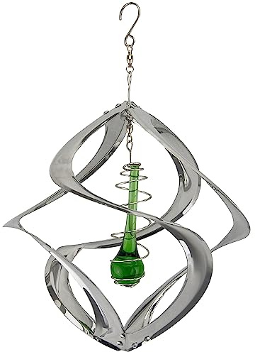 Red Carpet Studios The Original Helix Cosmix Wind Spinner Indoor/Outdoor 3-Dimensonal Garden Décor, 11-Inch, Chrome - Teardrop
