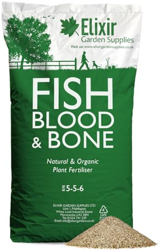 Elixir Gardens Fish Blood and Bone Natural Organic Fertiliser 25Kg Bag | 5-5-6 | Treats over 350sqm