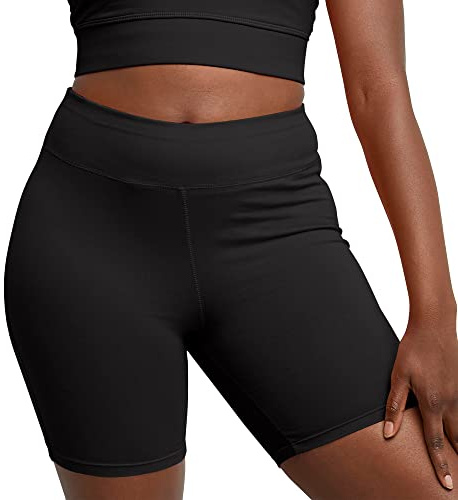 Hanes Kvinnors stretchjersey-cykelshorts, bomull, idrottsshorts för kvinnor, 17,78 cm innersöm., Svart, L