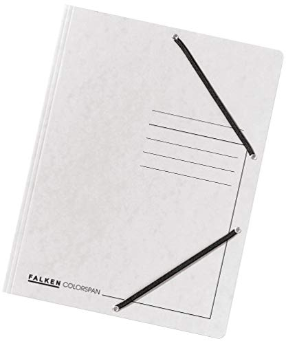 Original Falken 25er Pack Premium Einschlagmappe. Made in Germany. Aus extra starkem Colorspan-Karton mit 3 Innenklappen und 2 Gummizügen DIN A4 weiß Juris-Mappe Sammelmappe