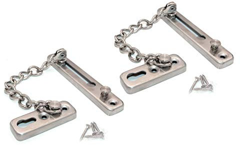 NUZAMAS 2 de serrure de chaîne en acier inoxydable, sécurité de serrure de porte secondaire, limiteur de porte avant, limiteur de porte extérieure, avec bloqueur de sécurité