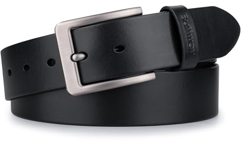 Buffway Men’s Full Grain Leather Belt – Solid One-Piece Leather, 1.5” Wide for Jeans & Business Casual, Gift Box Included - 38” Black