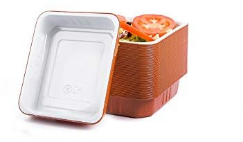 CONTITAL AS220515 | Teglie Monouso Forno Alluminio Laccato Bianco/Rame, Extra-Rigide, 1 Porzione | Vaschette Alluminio | Ideali per Alimenti, Microonde, Asporto | 50 Pezzi
