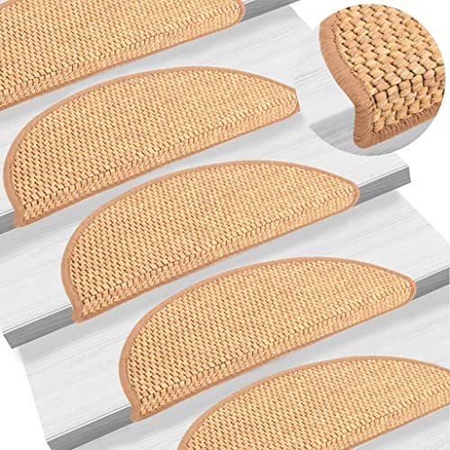 vidaXL Treppenmatten 15 STK., Stufenmatten Selbstklebend, Treppenteppich in Sisal-Optik, Treppenstufenmatte Treppenschutz, 56x17x3cm Orange