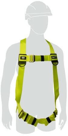 Miller H100 1 Point Safety Harness, Universal Size, Suitable for Construction, Lightweight (0.8 kg), Mating Chest & Leg Buckles, Steel Back D-Ring, Rated to 140 kg, Yellow, 1036293