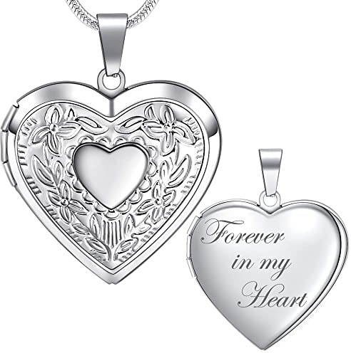 Farfume Heart Locket Necklace for Women,Personalized Picture lockets Gift