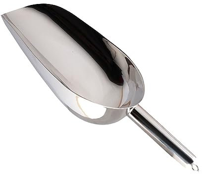 HugeDE Stainless Steel Ice Scoop Metal Food Scoop Ice Cube Shovel Party Food Service Scoop Multipurpose Kitchen Scoop for Flour Rice Popcorn L