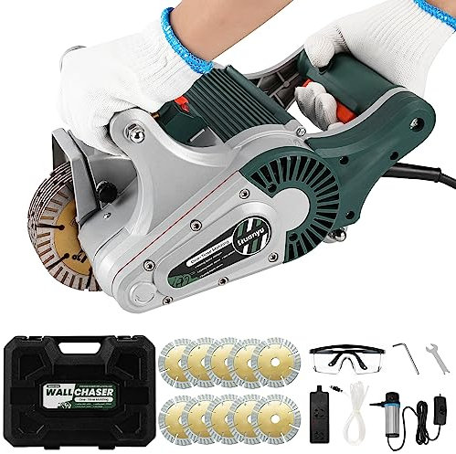 Huanyu Elektrischer Mauernutfräser 1 mal Mauernutfräsmaschine Infrarotsicht 4800W Schnittbreite 40mm Tiefe 35mm Mauernutfräser Betonschneider Magnesiumlegierung für Zement Ziegel Marmor 220V