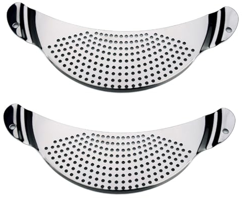 2 Pezzi Set di Colino per Pasta con Manici, Colapasta da Cucina a Mezzaluna, Scolapasta Salvaspazio in Acciaio Inox, Pratico Colino, per Casalinghe e Cuochi Professionisti