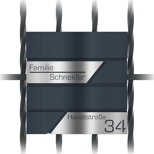 Graviers Design Buzón con compartimento para periódicos en antracita RAL 7016 con soporte para valla, buzón personalizado de acero inoxidable, placa para nombre, número de calle, buzón de pared, buzón