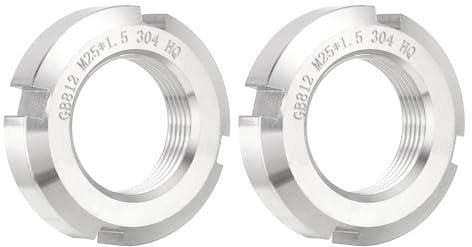 QUARKZMAN M25 x 1.5mm - 2pz Fissaggio Dadi Tondi Scanalati Quattro Scanalature - Dado Bloccaggio Tondo Acciaio Inossidabile 304 per Vari Cuscinetti Volventi, Settore Industriale, Argento