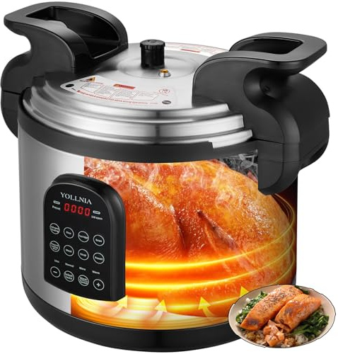 17.8QT Commercial Electric Pressure Cooker stainless steel Pressure Cooker | 24-hour Presetting |12 in 1 slow cooker with temperature control | LED Multifunction Food Warmer with nonstick pot