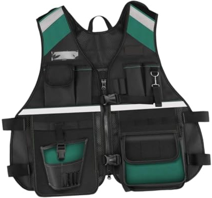F Fityle Gilet à outils pour électricien, porte-outils, gilet de sécurité respirant et confortable, gilet à outils de charpentier pour plombiers, charpentiers,