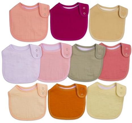 Maiwamita Muslin babyhaklappar 10-pack baby bandana dregel haklappar bomull för pojkar och flickor, mjukt absorberande set för tandsprickning och dregel, Flerfärgad 2, en storlek