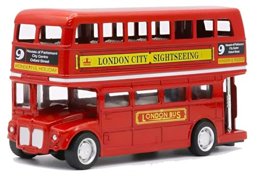 KUONTD Mini Bus Toys Double Decker Bus Metal Cars M-odel,B-us Toy Car Moodel Moving Wheel Action Sightseeing, B-us Toy Car M-odel Pull Back City Buss Kids Gifts - Open Top