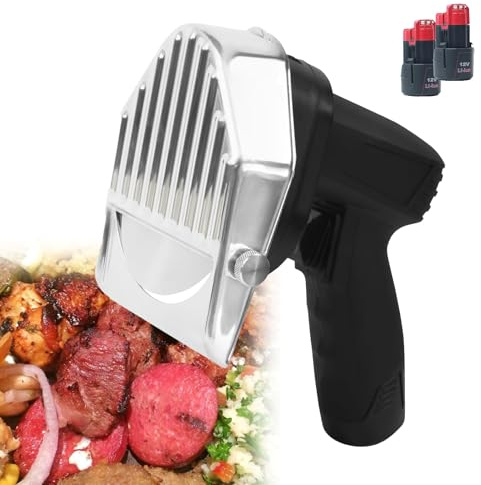 Coltello elettrico per Shawarma, coltello elettrico professionale per kebab e doner shawarma,80 W,2800 giri/min,spessore regolabile da 0 a 8 mm, ampiamente utilizzato in rosticcerie Batterytype