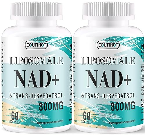 NAD+ Liposomal con Trans-Resveratrol | Alta concentración 800 mg por porción | 60 cápsulas blandas – Tecnología liposomal para una absorción eficiente y pureza premium (60 unidades (paquete de 2))