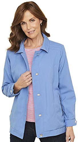 Chums Ladies Blouson Style Lightweight Jacket | Light Coat With Piping, 27.5 Inch Length, Button Cuffs