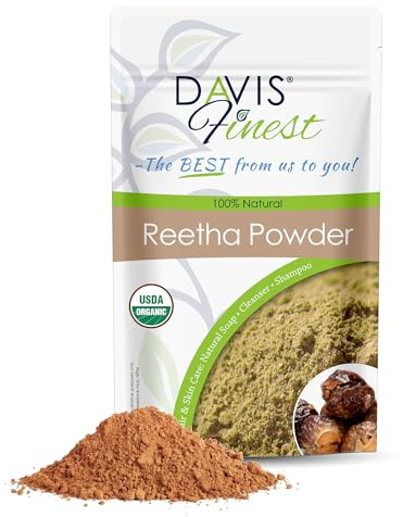 Davis Finest Organic Reetha Aritha Soap Nuts Powder Shampoo SLS-Free Soap 100g, Ayurvedic, Hair & Skin Care