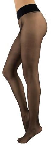 CALZITALY Collant Voile, Collant sans Coutures, Transparent, Collant Femme | 15 DEN | Noir, Naturel, Bleu, Violet, Vert, Rouge, Pois | S, M, L, XL, XXL | Made in Italy (M-L, NOIR)