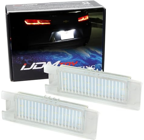 iJDMTOY Xenon White 3W Full LED License Plate Light Kit Compatible With Chevrolet 2014-24 Camaro, 2013-15 Malibu, 2011-15 Volt, 2016-up Cruze, 18-SMD White LED & Can-bus Error Free