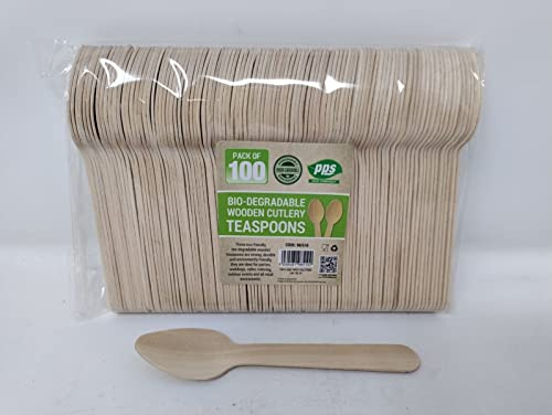 100 x Enviro Wooden Spoons - Biodegradable Compostable Disposable Cutlery 100% Birchwood