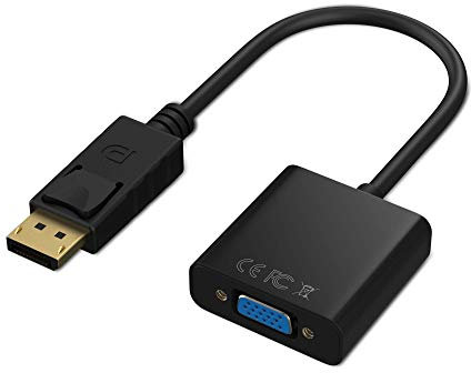 DP to VGA Adapter, Gold-Plated DisplayPort to VGA Converter Male to Female 1080P(Black)