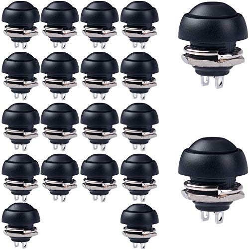 RUNCCI-YUN 20pcs nero Interruttore Pulsante，12mm Mini Pulsanti Temporanei Impermeabile, Mini Pulsanti ON-OFF,Rotonda Interruttore Pulsante 3A/125V 1.5A/250V