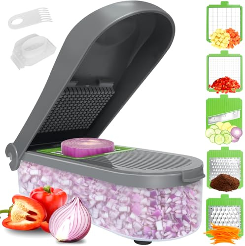 LHS Manual Food Processor Large Vegetable Chopper, 1003ML Pull String Chopper Garlic Mincer Onion Cutter for Veggies,Salad,Fruits, Nuts, BPA Free, WHITE