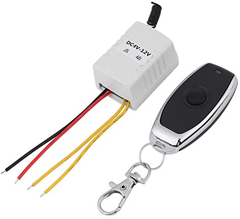 Funkschalter 12V, 12V Schalter mit Fernbedienung, Fernschalter Set DC 4V / 5V / 6V / 7,4V / 9V / 12V, One-Touch-Schalter Empfänger mit Sender für Autotür, Fenster, Hebezeug
