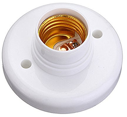 Wresetly E27 Douille de lampe ronde en plastique à vis Blanc