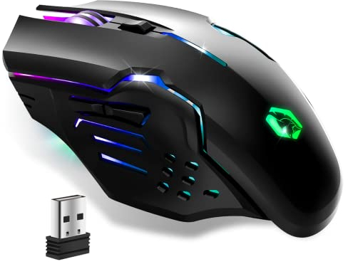 EMPIRE GAMING RF903 Souris Gamer Rechargeable sans Fil Wireless 2,4GHz - Rétroéclairage LED RGB - Ergonomique - 4800 DPI 500Hz - pour Playstation, XboxOne/Series, PC et Mac - Noir