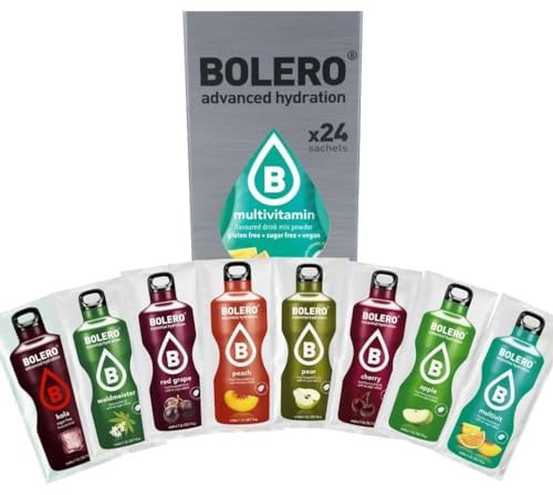 Bolero CLASSIC MIX 24x9 | Bebida en polvo refrescante sin azúcar endulzada con estevia + vitamina C | adecuada para niños y deportistas | sin gluten y apta para veganos.