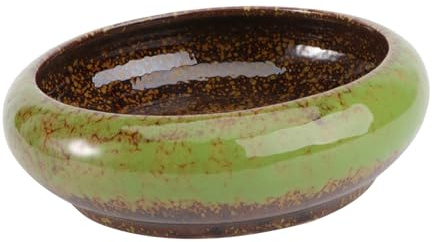 Didiseaon Pot de Fleurs en Céramique Verte pour Plantes Hydroponiques, Design Pratique, pour Bureau et Balcon, Pot à Bonsaï Décoratif