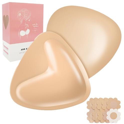 Sticky Bra Pads Inserts, Adhesive Push Up Bra, Push Up Strapless Stick on Bra for Women, Silicone Invisible Adhesive With 5 Pair of Nipple Covers for Party, Wedding, Deep V, All Backless Clothes