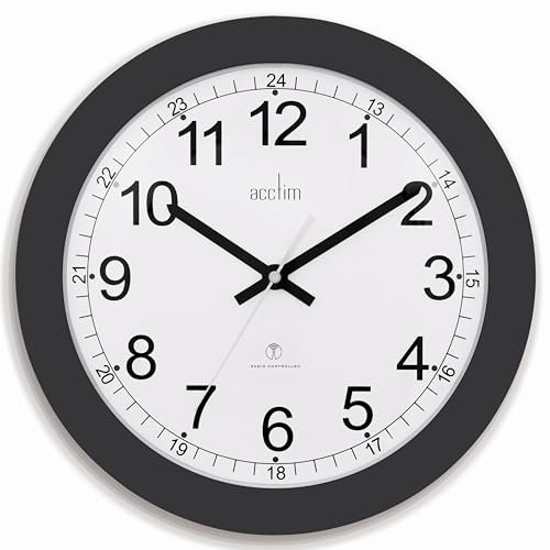 Acctim Formia Radio Controlled Wall Clock Automatic Set Up Energy Efficient Movement 30cm (Black)