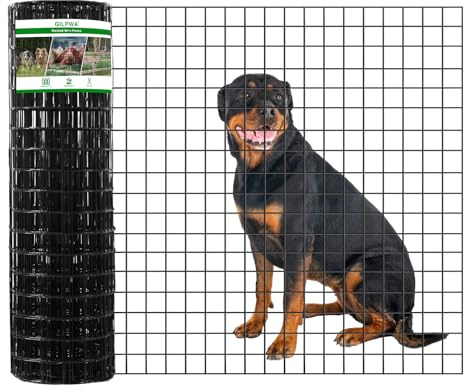 GILPWA Wire Fence, 36 in(H) X 25 ft(L) PVC Coated Welded Wire Fencing 2 X 2 16GA Garden Border Vinyl Metal Chicken Wire Fencing Mesh Roll for Yard Vegetable Plant Protection Poultry Netting Black