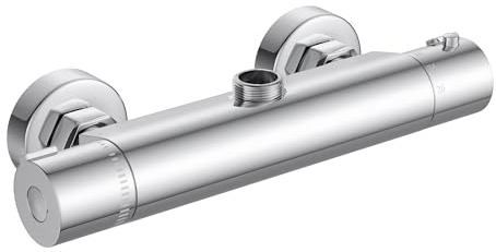 MORADO Thermostatic Shower Mixer with Top Outlet,Thermostatic Shower Mixer Bar with Anti-Scald Tap,Reverse Outlet Shower Mixer with Adapter fits for Both 3/4 BSP and 1/2 BSP,Solid Brass,Chrome