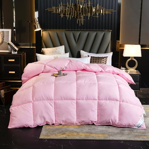 Cutfouwe Piumone per letto matrimoniale – 650 piuma d'oca con inserto in piuma d'oca, per tutte le stagioni, leggero, morbido, extra soffice, rosa, 220 x 240 cm, 4 kg